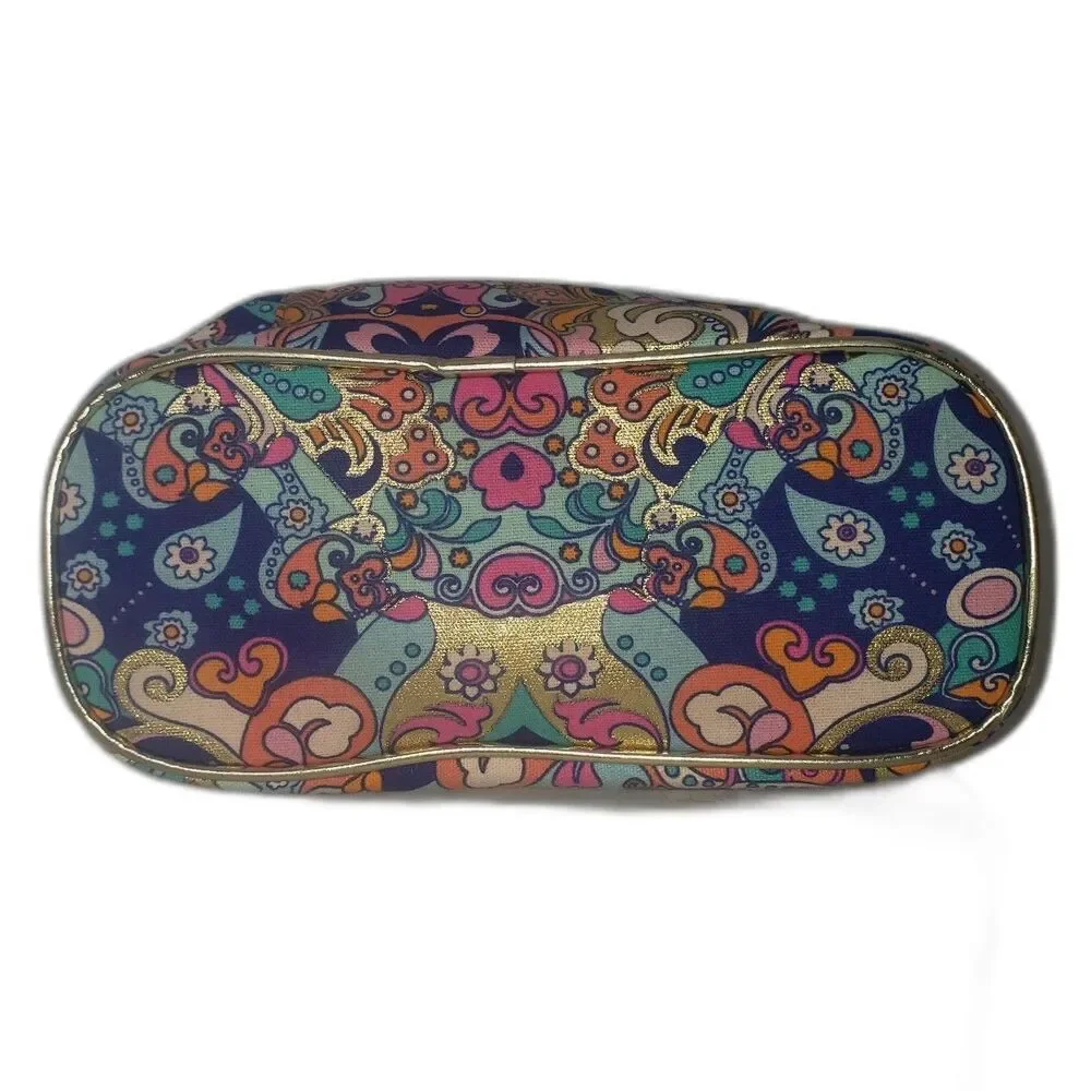 Colorful Paisley and Gold Make Up Travel Bag